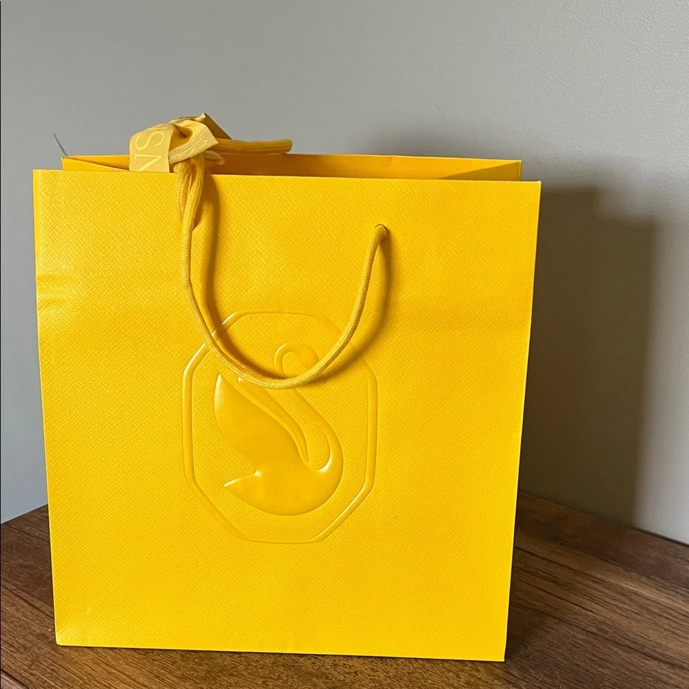Swarovski Bright Yellow Embossed Gift Bag with Rope Handles and Bow